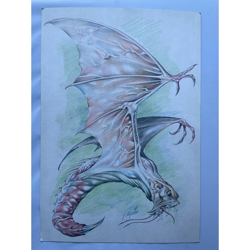 Scorpion bat original comic art by Al Rio  Vampirella Artist 12x18 color Pencils